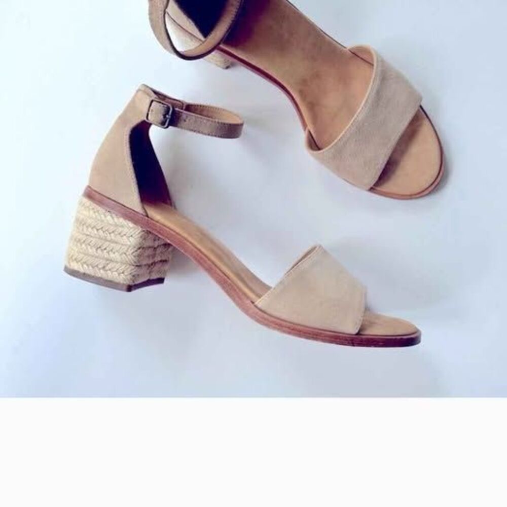 Women's Soludus Anthropologies leather ankle strap rope block heel Sandals 7 - Picture 2 of 7